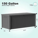 150Gal Outdoor Deck Box Waterproof, Lager Patio Storage Box Indoor and Outdoor Use, Lockable Resin Storage Bin for Patio Furniture Cushions Garden Tools, Package Delivery,UV Resistant-Black by CozyNest Decor