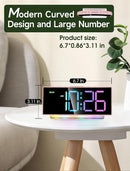 Cadmos Modern Curved Cute Digital Alarm Clock,Colorful Led Display,Adjustable Volume,Weekday/Weekend Mode,Simple Clock for Bedrooms Bedside,Ok to Wake Up for Girls,Kids,Teens (Pink+Dynamic) by TinyTreasures Baby Boutique