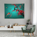 Japanese Koi Fish Tapestry, Cherry Blossoms Asian Oriental Green Teal Floral Branch Koi Fish Carp Tapestries Wall Hanging for Bedroom Living Room Office Decor 40"x30" by CozyNest Decor