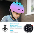 Adjustable Kids Bike Helmet with Knee & Elbow Pads Set, Color Gradient Design for Boys and Girls Aged 3-14+, for Skateboarding, Scooter, Roller & Inline Skating, Longboard by TinyTreasures Baby Boutique
