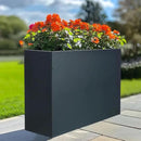 BAYN Metal Rectangular Planter Box Tall Planters for Outdoor Plants Modern Heavy Duty with Drainage Holes for Outside Indoor Patio Deck - Grey, 32”x 12”x 24” by CozyNest Decor