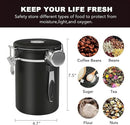 ShanSon Coffee Canister Airtight Coffee Container Stainless Steel Coffee Bean Storage Container with Scoop Coffee Canister for Beans Grounds Sugar Flour Tea Cereal,22OZ, Black by CozyNest Decor