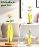 Nacome Fish Vase Glass Plant Terrarium with Wooden Stand,Planter Propagation Station for Home Office Hydroponics Desk Decoration,Unique Gardening Gifts for Plant Lovers Women Mom(Yellow) by CozyNest Decor