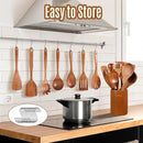 Wooden Spoons for Cooking, 12PCS Teak Wooden Kitchen Utensil Set with Spoon Rest - Smooth Finish, Non-Stick, Comfortable Grip, Heat Resistant Cooking Utensils Set by CozyNest Decor