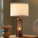 Set of 2 Farmhouse Table Lamps for Living Room, Rustic Bedside Lamps with 2 USB Charging Ports, Bedroom Nightstand Lamp with Amber Frosted Glass Nightlight, 4 Bulbs Includes by CozyNest Decor