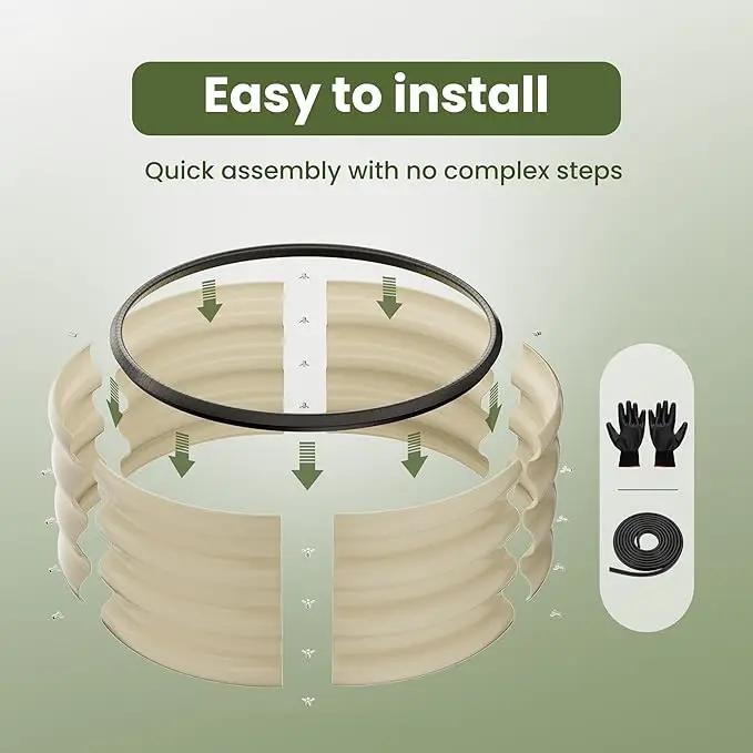 ZXZYHFTY Round Galvanized Raised Garden Bed kit,White Outdoor Garden Raised Planter Box, Round Large Metal Raised Garden Beds for Vegetable 2 * 2 * 1ft 2 Pcs, photo 6 of 9