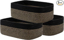 KALLAX Small Woven Basket, 12 x 8 x 4.5 Inches, Storage Basket for Organizing, Cute Small Rope Shelf Closet Cube Storage Bins Baskets for Shelves, Dog Toy Gift Baskets Empty, 3 Pack Black & Brown by TinyTreasures Baby Boutique