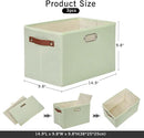 Large 3-Pack Foldable Fabric Storage Bins with Durable PU & Metal Handles, Collapsible Storage Baskets for Shelves, Home Storage, Closet Organizers, Living Room(14.9"x9.8"x9.8", Sage Green) by CozyNest Decor