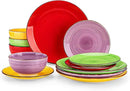 vancasso Bonita Dinnerware Set Muticolor Stoneware 12 Pieces Service for 4, Handpainted Spirals Pattern Stoneware Plates and Bowls Set by CozyNest Decor