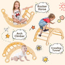 Asweets Pikler Triangle Set, 5 in 1 Foldable Montessori Climbing Set with Ramp, Baby Climbing Toys for Indoor Playground, Jungle Gym for Kids with Arch Climber, Rocker, Suitable for Toddlers by TinyTreasures Baby Boutique