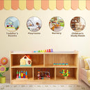 Montessori Shelf, 47-1/4" L Toy Shelf, Toy Storage Organizer with 2-Layer Bookshelf, 5-Section Wooden Storage Cabinet, Bookshelf for Kids Rooms, Playroom, School, Nursery by TinyTreasures Baby Boutique