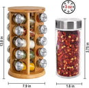 Orii 20 Jar Bamboo Spice Rack with Spices Included - Rotating Tower Organizer for Kitchen Spices and Seasonings, (Bamboo Wood) by CozyNest Decor