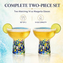 Stemless Margarita Glass – Set of 4 - Luxury Hand Blown Confetti Margaritas by The Wine Savant