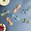Baby Spoons and Forks Feeding Set, 6 Pack Silicone First Stage Self Feeding Toddler Utensils, BPA Free, Baby Led Weaning Supplies for Training Spoons by TinyTreasures Baby Boutique