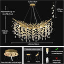 Modern Crystal Gold Chandelier, 36" Large Rectangular Oval Tree Branch Crystal Chandeliers for Dining Room,16-Light Flush Mount K9 Crystal Chandeliers, for Kitchen Island,Dining Room by CozyNest Decor