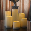 CANDLE CHOICE Waterproof Outdoor Battery Operated Flameless Pillar Candles with Timer White Plastic Realistic Flickering Electric LED Lights for Lantern Garden Wedding Christmas Decorations 6 Pack by GreenHaven Gardens