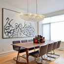Rectangular Crystal Chandeliers for Dining Room,10 Lights Adjustable Height Oval Crystal Ceiling Light Fixture for Kitchen Island, Chrome Finish, L36'' by CozyNest Decor
