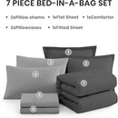 Monbix California King Comforter Set - 7 Pieces Cationic Dyeing Dark Grey Bed in a Bag Cal King Bed Sets with Comforter, Sheets, Pillowcases & Shams, Reversible Bedding Comforters Sets (108 * 92) by CozyNest Decor