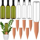 6 Sets Plant Watering Devices Include Terracotta Self Watering Spikes and 26 oz Plastic Bottles, Slow Release Vacation Insert Automatic Plant Waterer Device (Clear Green and Terracotta) by GreenHaven Gardens
