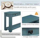 Solid Wood Console Table,63 in Long Sofa Table Entryway Table with 4 Drawers and Bottom Shelf for Hallway Living Room Couch Table,Fully Assembled (63" Dark Blue) by CozyNest Decor