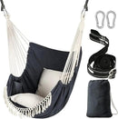 Chihee Hammock Chair Hanging Swing 2 Pillows Included,Strong Webbing Straps and Hooks for Easy Hanging Soft Cotton Hanging Chair Side Pocket Tassel Chair Comfort Indoor Outdoor Dark Grey by GreenHaven Gardens
