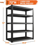 REIBII Garage Shelving Heavy Duty 2500LBS Storage Shelves 40" W Garage Shelves Heavy Duty Shelving Metal Shelves for Warehouse, Basement, Pantry, 40" W x 17.7" D x 72.2" H by GreenHaven Gardens