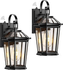 VIANIS Dusk to Dawn Outdoor Wall Lighting, Exterior Light Fixture Wall Mount for House Front Porch Light, Black Anti-Rust Aluminium Modern Outside Coach Lantern with Tempered Glass Shade for Garage by GreenHaven Gardens