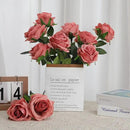 Pink Fake Roses Artificial Flowers - 10 Pcs Fake Artificial Roses Silk Flowers with Stems for Home Wedding Hotel Office Centerpiece Decor（Dusty Pink） by CozyNest Decor