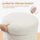 ONEVOG Round Storage Ottoman, 20" Small Ottomans Table with Removable Lid, Velvet Fabric Soft Footrest Stool for Couch, Upholstered Stuffed Circle Seat for Living Room/Bedroom/Dorm/Vanity, Lvory White by CozyNest Decor