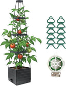 Raised Garden Bed Planter Box with Trellis, 58”Tomato Planter with Trellis for Climbing Plants Vegetables Vine Flowers, Self-Watering Tomato Cage for Garden Patio Outdoor & Indoor by GreenHaven Gardens
