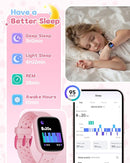 Kids Watch for Girls 5-12, Kids Smart Watch Fitness Tracker Pedometer, No Phone Needed, Puzzle Games with Parental Control, IP68 Waterproof, Heart Rate, Sleep Monitor, Step Counter, 80 Sports by TinyTreasures Baby Boutique