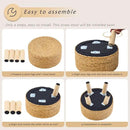 Handwoven Round Ottoman, Natural Water Hyacinth Outdoor Patio Pouf Seagrass Low Stool with Wood Legs, Soft Padded Footrest for Living Room Bedroom Garden, Natural by CozyNest Decor