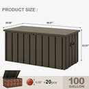 PURPLE LEAF Outdoor Deck Box 100 Gallon Waterproof Lockable Storage Box Container with Lid Deck Organization for Patio Cushions Side Table Pool Accessories Garden Tools, Brown by CozyNest Decor