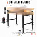 Adjustable Height Workbench, Heavy Duty Table Rubber Wood Workstation with Power Outlet & Pegboard for Garage, Office, Workshop, Home,Commercial (48"×24"|Wheels) by GreenHaven Gardens