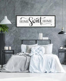 Home Sweet Home Wall Decor: Modern Farmhouse Rustic Sign 12" x 40", Master Bedroom Above Bed Framed Hanging Plaque, Family Decorative for Living Room by CozyNest Decor