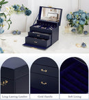 Jewelry Box with Lock for Girls: Jewelry Organizer for Dresser - 3-Drawer Earrings Storage Girls Women Gift (Dark Blue by TinyTreasures Baby Boutique