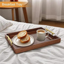 Coffee Table Tray - Large Ottoman Trays for Living Rooms - Wood Serving Tray with Handles(2 Sets) - Wooden Tray for Coffee Table, 4 Round Coasters Included, Dark Brown by CozyNest Decor
