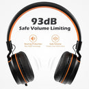 AILIHEN Kids Headphones, I35 On-Ear Headphones for School, Safe Volume 93dB, HD Mic Stereo Headphone for Kid Girls Boys, Foldable 3.5mm Wired for Chromebook, Laptop, Computer, Tablet (Black Orange) by TinyTreasures Baby Boutique