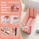 Collapsible Baby Bathtub Foldable Bathtub for Toddler Portable Large Foldable Bath Tub Bathtub for Kids Petite with Thermometer and Storage Basket (Pink) by TinyTreasures Baby Boutique