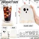 Whaline Halloween Ghost Cotton Coasters Cute White Ghost Shape Handmade Braided Drink Coasters Absorbent Cup Mats for Trick or Treat Party Home Table Decor, Set of 4 by CozyNest Decor
