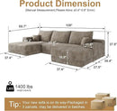 108" Sectional Couches for Living Room Modern Modular Sofa with L-Shape Couchs Upholstered Boneless Couch Deep Seat Sectional Couch with Chaise (Camel, Left Facing Chaise+2Seaters+1Ottoman) by CozyNest Decor