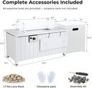 KOL 50,000 BTU Propane Fire Pit Table with Cabinet-39.5in White Gas Fireplace with Glass Wind Guard & Lid, Outdoor Rectangular Cold Rolled Plate Plastic Spraying Firepits for Patio, Backyard, Balcony by GreenHaven Gardens