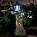 Angel Statue with Solar Lights (Right) 19.7 Inch, Outdoor Solar Angel Garden Statue with Roma Pillar for Garden Lawn Deocr, Christian Religious Gift by GreenHaven Gardens