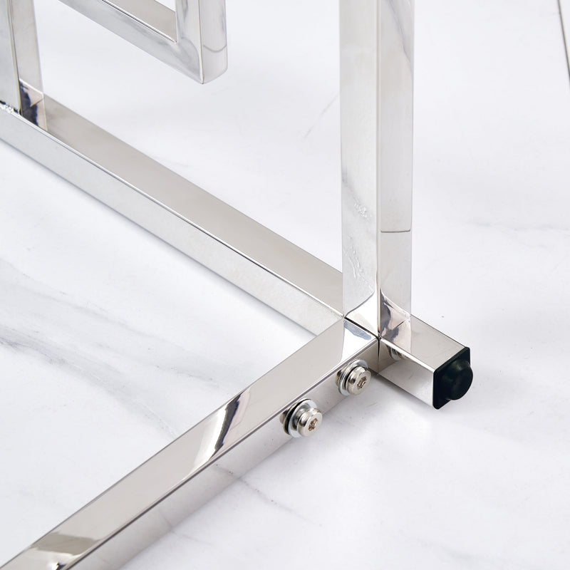 3 Pieces Silver Square Nesting Glass End Tables- Small Coffee Table Set- Stainless Steel End Tables with Dark Gray Tempered Glass- 18" Modern Minimalist Small Coffee Tables for Living Room