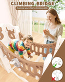 YUFU Toddler Slide Set, 11 in 1 Kids Slide for Toddlers 1-3, Toddler Playset with Climbing Bridge, Golf Set, Basketball Hoop, Indoor Outdoor Playground (Brown) by TinyTreasures Baby Boutique