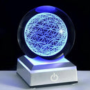 Qianwei Flower of Life Crystal Sphere with Led Colorful Lighting Touch Base, Sacred Geometry Crystal Ball Starlight Magic, Feng Shui Decor Laser Engraved Seek of Flower Inside A Sphere by GreenHaven Gardens