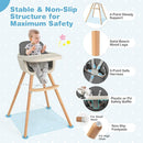 HONEY JOY Baby High Chair, 6-in-1 Eat & Grow Wooden Highchair/Toddler Chair with Removable Tray, 5-Point Harness, PU Cushion and Footrest, Convertible High Chair for Babies and Toddlers(Dark Gray) by TinyTreasures Baby Boutique