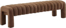 63" Bedroom Bench, Upholstered Entryway Bench, Modern End of Bed Ottoman with Solid Wood Legs and Adjustable Foot Pegs for Entryway, Dining Room and Living Room (Brown Boucle) by CozyNest Decor