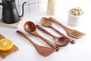 Wooden Spoons for Cooking, Cooking Utensils Set of 6 Natural Teak Wooden Cooking Spatulas with Utensils Holder Comfort Grip Wooden Kitchen Utensils for Nonstick Cookware by CozyNest Decor