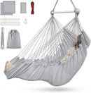 Outerman Hammock Chair, Hanging Chair with 3 Cushions and Foot Rest Support, Sturdy Metal Spreader Bar Max 440 Lbs, Swing Chair for Bedroom, Indoor & Outdoor, Patio, Porch or Tree（Gray） by GreenHaven Gardens